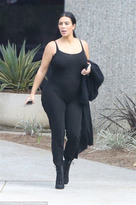 kim kardashian who is four months pregnant rocked a tight black