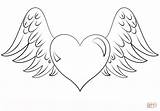 Coloring Wings Heart Pages Drawing Printable Colorings sketch template