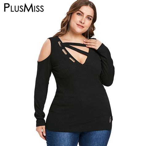 Buy Plusmiss Plus Size 5xl Cold Shoulder Knitted Cut