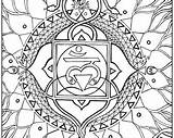 Chakra Mandala Coloring Heart Pages Template sketch template