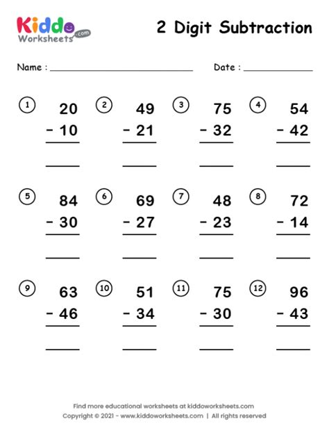 printable subtraction worksheets math practice  kids