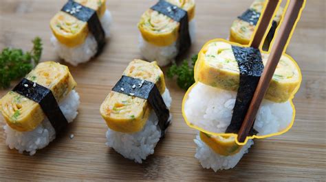 Tamago Sushi Egg Sushi Sushi Telur Nasi Dan Telur Gulung Youtube