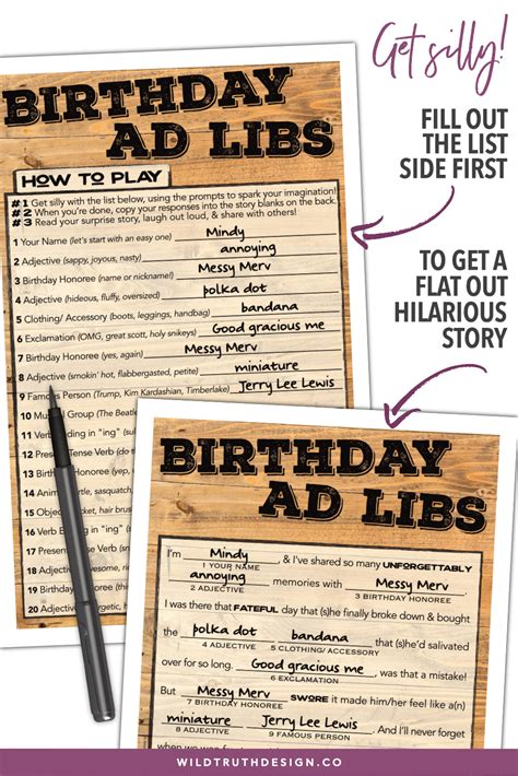 printable birthday party games  adults wood design wild truth