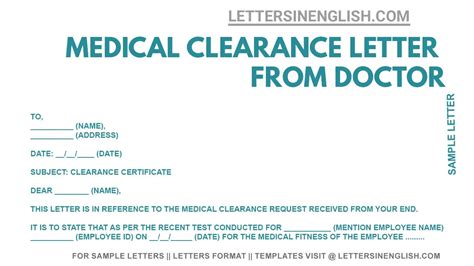 sample clearance letter  doctor clearance letter  doctor