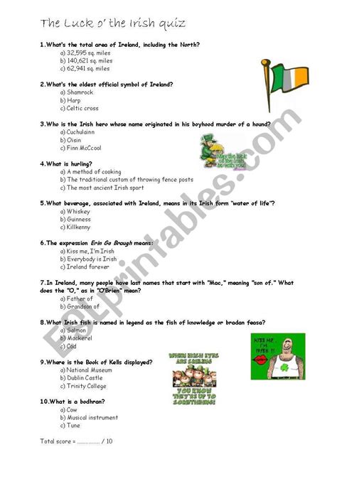 quiz general knowledge ireland quizzes worksheets