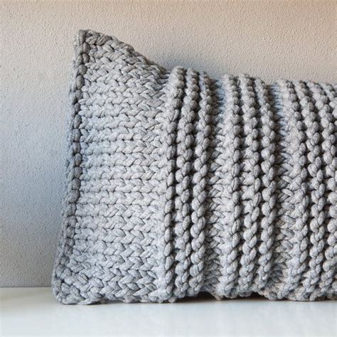 grey knitted pillow etsy knitted cushions knitting knit pillow
