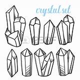 Quartz Clipart Designlooter Mineral Stones Crystals Crystal Icons Magic Illustration Vector Set sketch template
