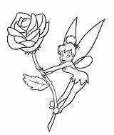 Tinkerbell Coloring Pages Drawing Rose Printable Disney Fairy Choose Board sketch template