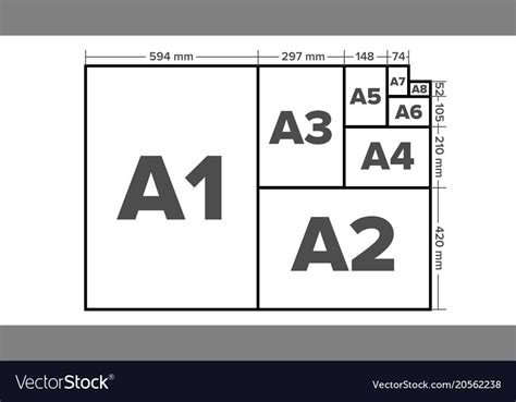Paper Sizes Vector Paper Size Standards Isolated