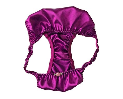 Purple Satin Tanga Sissy Feminine Underwear Bikini Briefs Panties Sizes