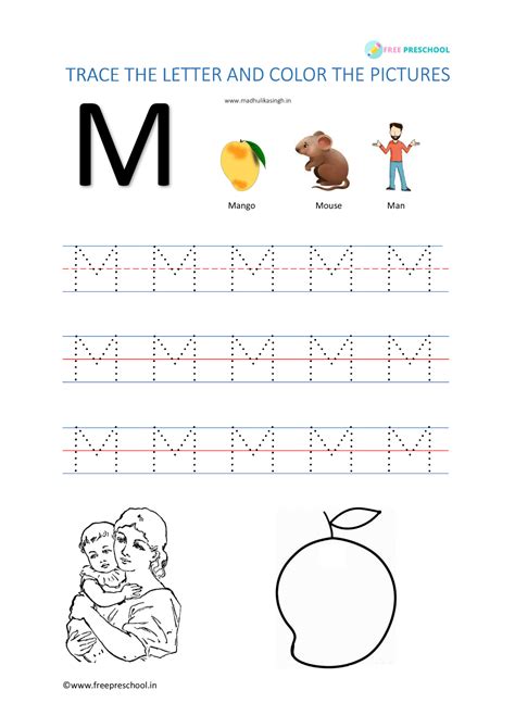 alphabet tracing letter mm  preschool