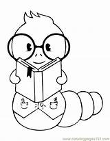 Bookworm Coloring Pages Worm Clipart Book Printable Cute Inchworm Clip Cartoon Kids Library Color Colorear Cliparts Outline Template Para Reading sketch template