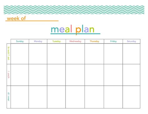 printable meal plan template