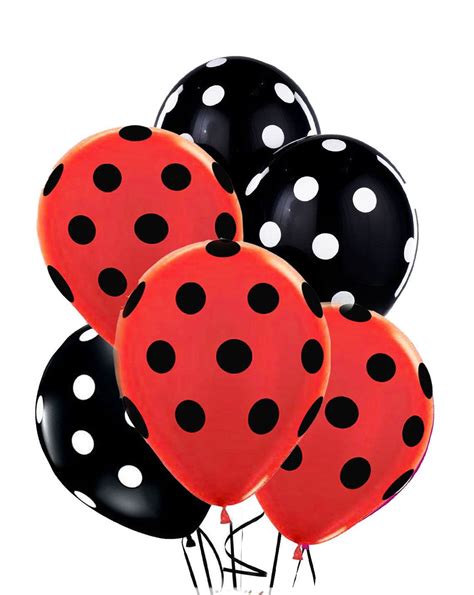 polka dot balloons  premium black  red    print white  black dots pkg