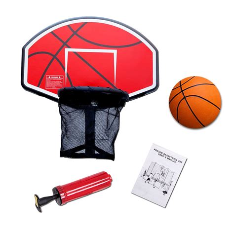 exacme trampoline basketball hoop  orange ball  attachment  straight net poles bhog