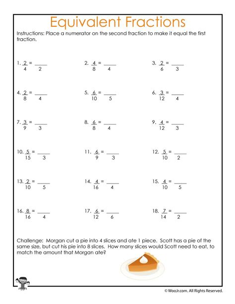 equivalent fractions equations worksheet woo jr kids activities