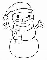 Snowman Coloring Hat Scarf Wearing Pages Printable sketch template