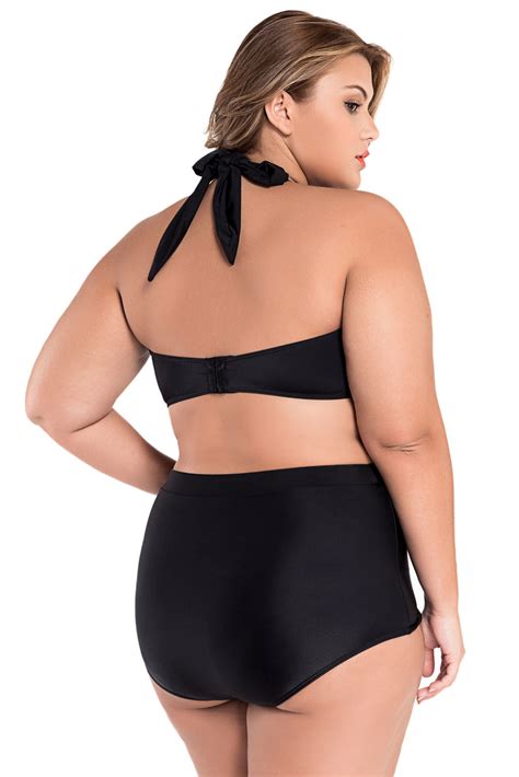 plus size swimsuit 5x 7x halter top high waist bikini set sexy womens