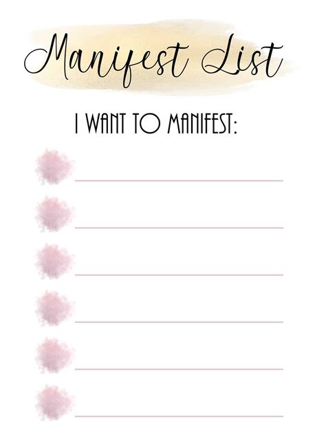write  manifest list    template  planner