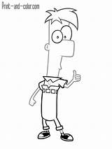 Ferb Phineas Color Coloring Pages Print sketch template