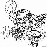 Garfield Basketball Colorier Basketteur Kolorowanki Dessins Terrific Archivioclerici Kot Druku sketch template