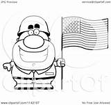 Army Flag Soldier Cartoon American Coloring Clipart Male Cory Thoman Outlined Vector 2021 Clipartof sketch template