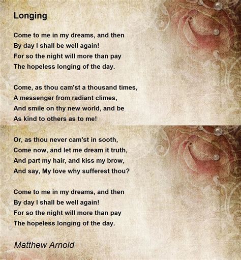 longing longing poem  matthew arnold