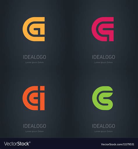 set  logos  letters      initial vector image
