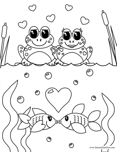 frog  fish couples valentine day coloring page adult coloring