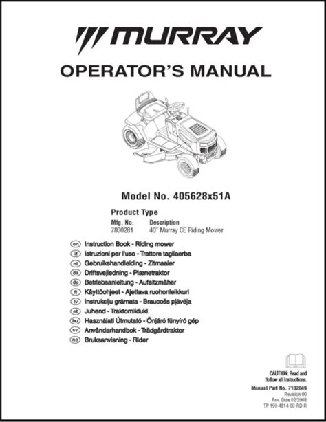 tractor operator instruction manual murray ce riding mower xa  picclick