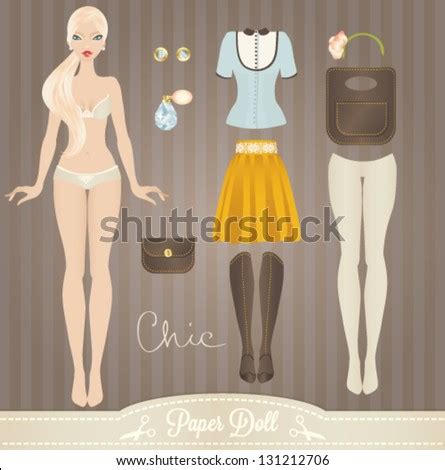cute dress  paper doll body template outfit  accessories stock