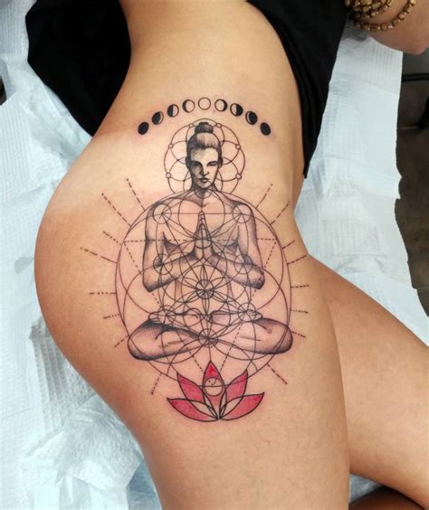 Yoga Hip Tattoo With Lotus Flower Best Tattoo Design Ideas