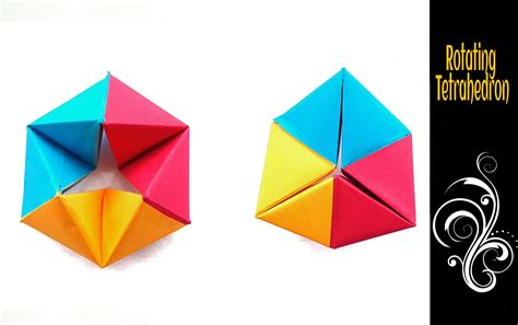 action fun toy origami paper modular rotating tetrahedron origami