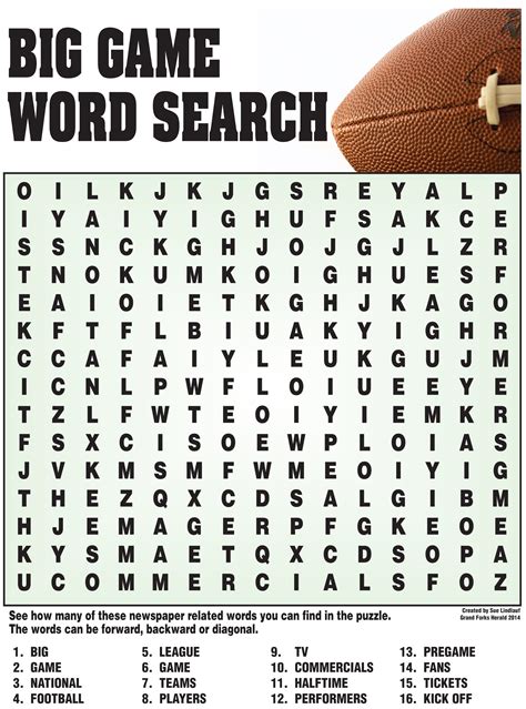 big game word search site title