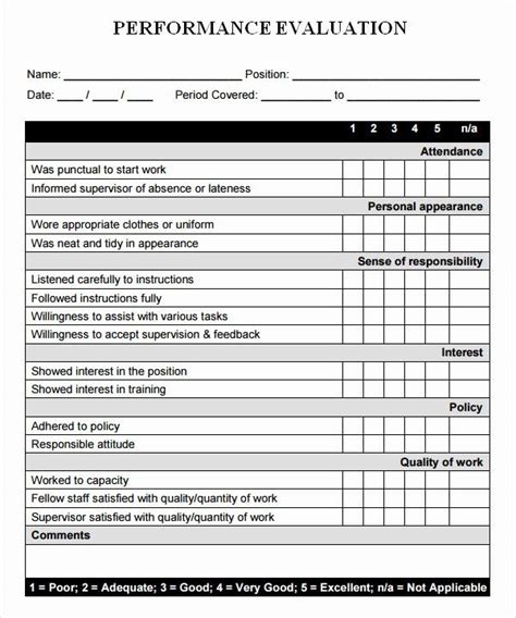 microsoft word printable employee performance evaluation form