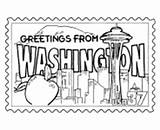 Washington Coloring State Pages Wa Stamp Printables Usa States Sheets sketch template