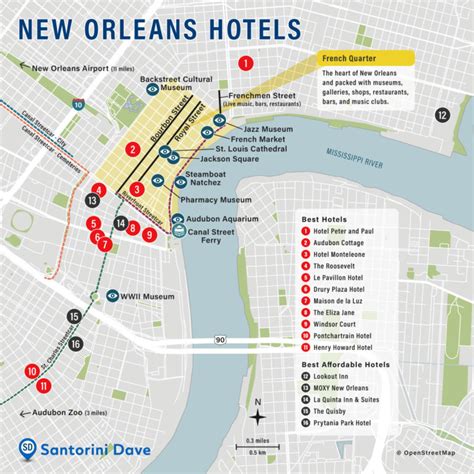 orleans hotel map  areas neighborhoods places  stay