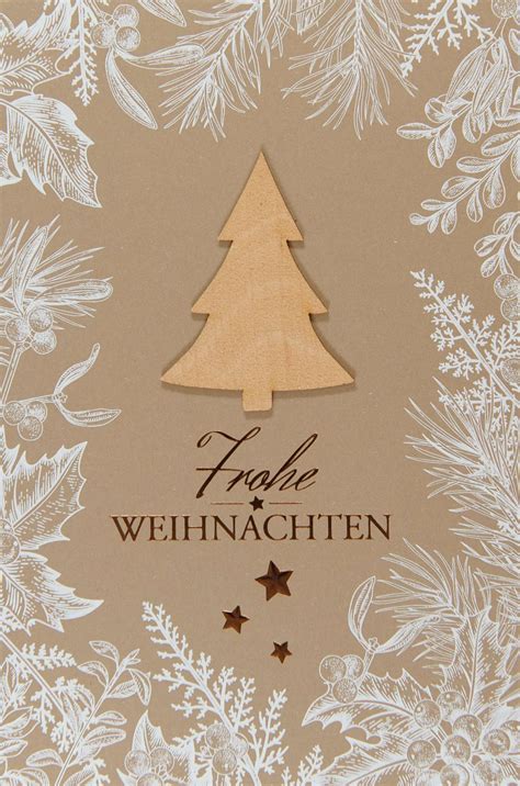 edle weihnachtskarte mit echtholzbaum karteninsel