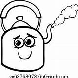 Boiling Hot Steam Coloring Clip Kettle Gograph Vector Royalty sketch template
