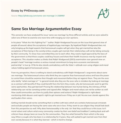 same sex marriage argumentative essay 600 words