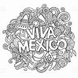 Mexicanos Patrios Simbolos Colorear Viva México Doodles Iluminar sketch template