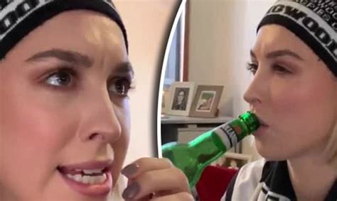 alex nation posts skit on instagram as she swigs beer and watches football