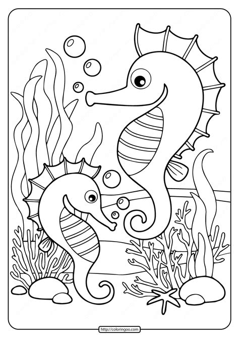 printable sea horses coloring pages
