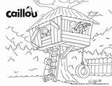 Cabane Caillou Arbres Treehouse Colouring sketch template