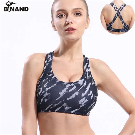 binand women camouflage print sports bra cross straps sexy back