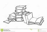Books Pile Drawing Book Line Stack Tattoo Illustration Stock Dreamstime High Coloring sketch template