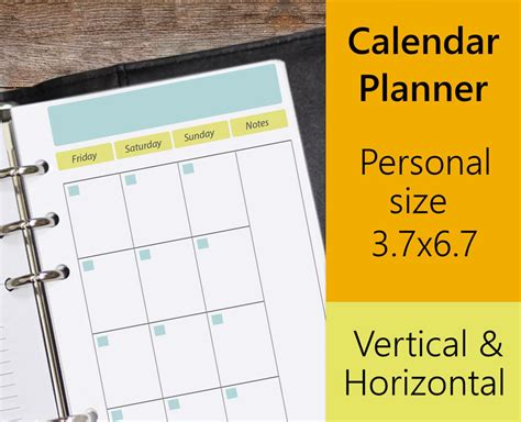 calendar planner personal inserts filofax personal calendar etsy