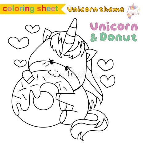 unicorn coloring worksheet page stock vector illustration  drawing