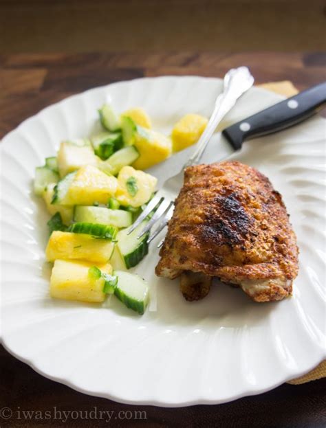 chili lime broiled chicken thighs with pineapple cucumber