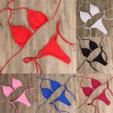 Купить Купальник 2pcs Sexy Women Summer Swimwear Bikini Set Bra Tie